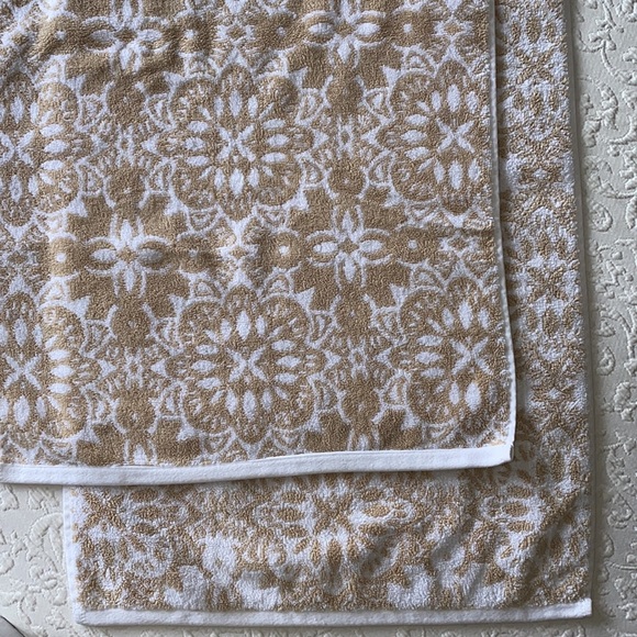 Lands End Bath Mat Supima Cotton Jacquard ivory sand tile - Picture 7 of 7